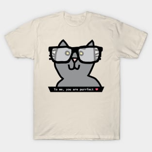 Portrait of Perfect Cat in Glasses Says You Are Purrfect T-Shirt